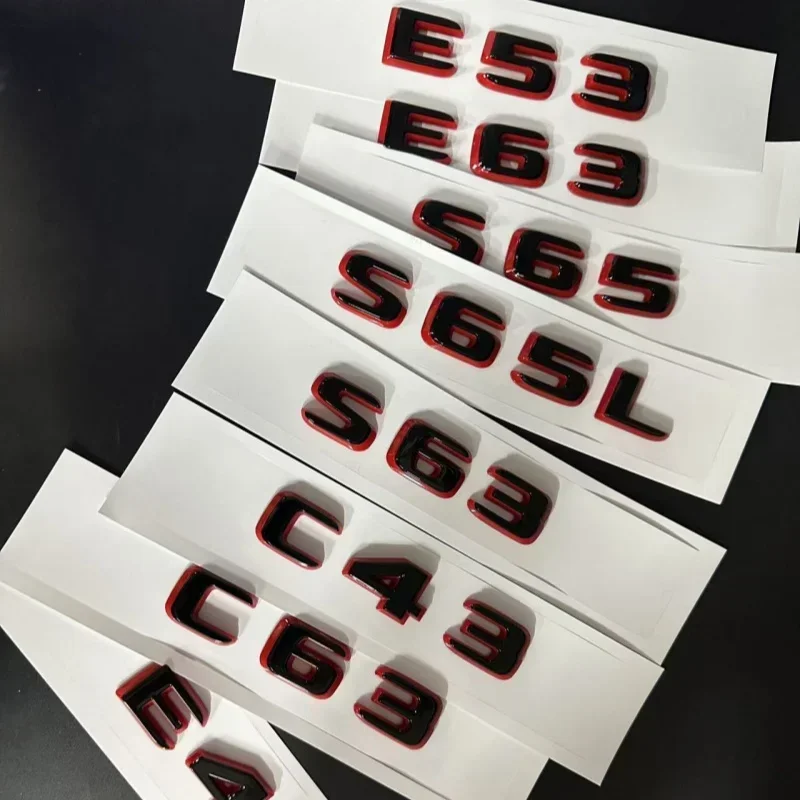 OK New Style Two Tone Letters Numbers Emblem E43 E53 E63 S65 C E S CLASS for 2024 Car Trunk Rear W212 W213 W214 Car Accessories