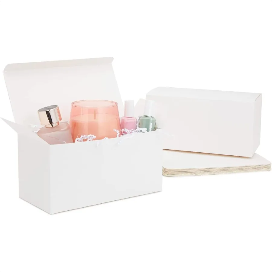 

20 Pack Gift Boxes with Lids for Presents 9 x 4.5 x 4.5 in White Cardstock Box Decorative Bridesmaid Boxes