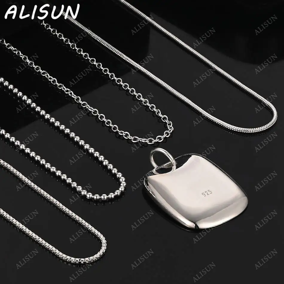 

ALISUN 40-75cm 925 Sterling Silver Square Pendant Necklace For Women Men Charm Trend Birthday Gifts Fashion Party Fine Jewelry