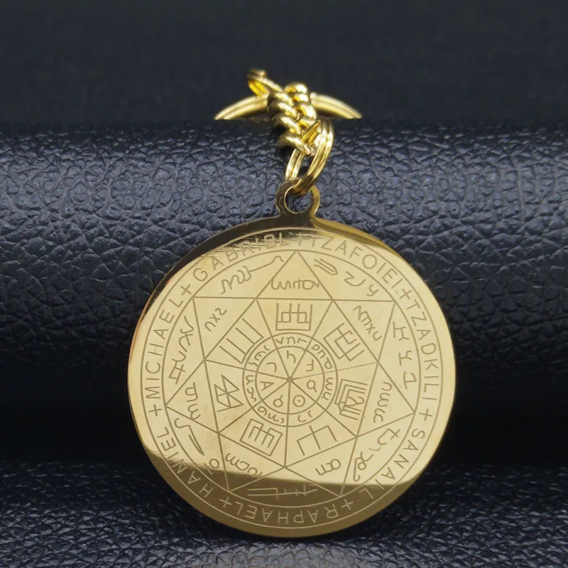 Witchcraft Pentagram Stainless Steel 7 Archangels Keychains for Women Amulet Key Chains Jewelry llaveros para mujer K1162S02