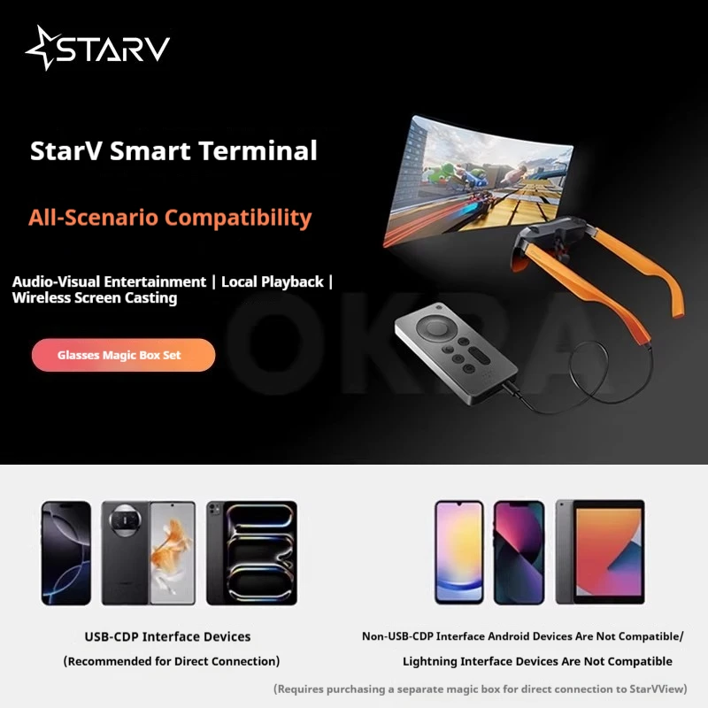Starv View AR Glasses Support 0-600 D Myopia Adjustment 188-inch Immersion Large Screen Ultra High Definition Smart Glasses Gift