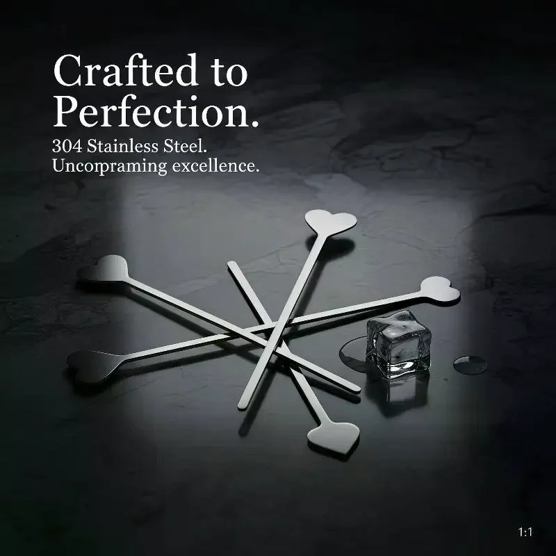 Bar Cocktail Stirrer: Stainless Steel Stirring Stick Long Handle Star Heart Shape Coffee Milk Tea Spoon