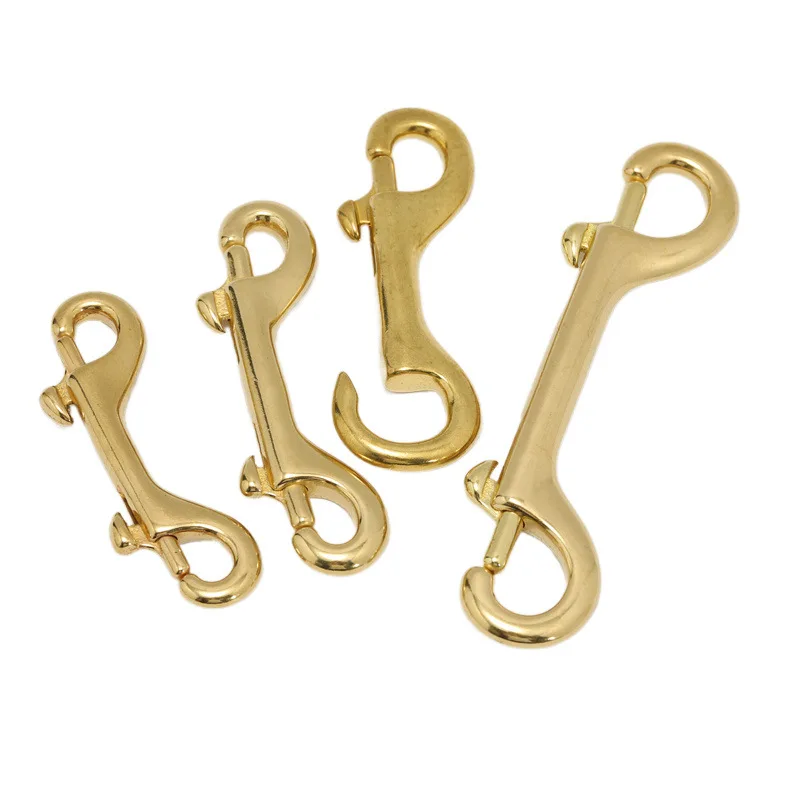 1pcs Solid Brass Double End Snap Hook Bolt Trigger Clip Clasps Heavy Duty Luggage Pet Rope Leashes Clip High Quality