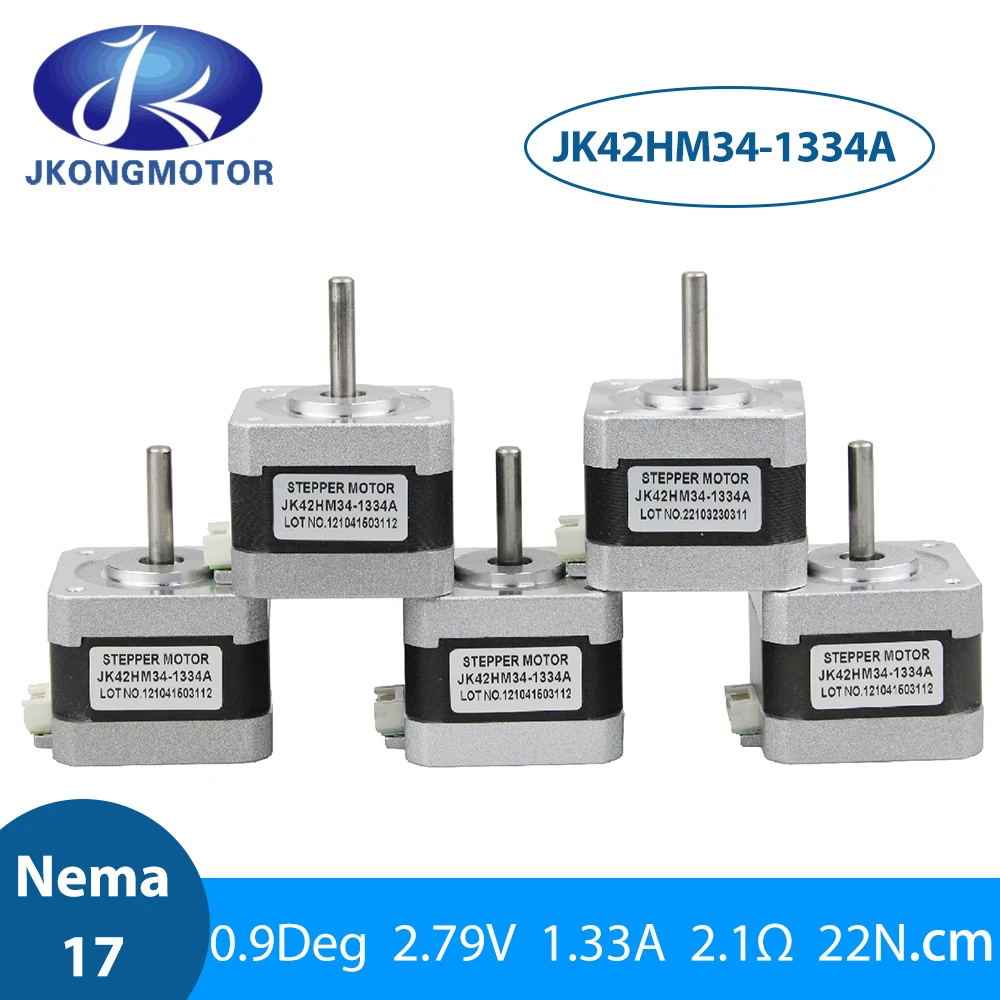 Jkongmotor 42mm Nema 17 Stepper Motor 0.9Degree JK42HM34-1334A 22N.cm 4-Wires 34mm Stepping Motor for XYZ 3D Printer