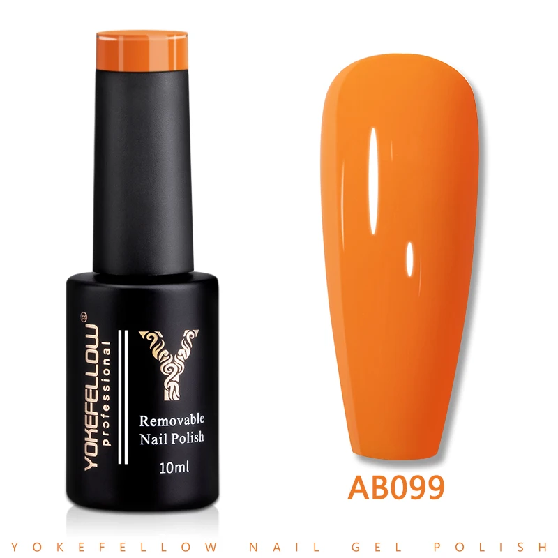 

YOKEFELLOW UV LED Gel Nail Polish Orange AB099 10ML Professional Semi-permanent Gel Varnishes for Nails