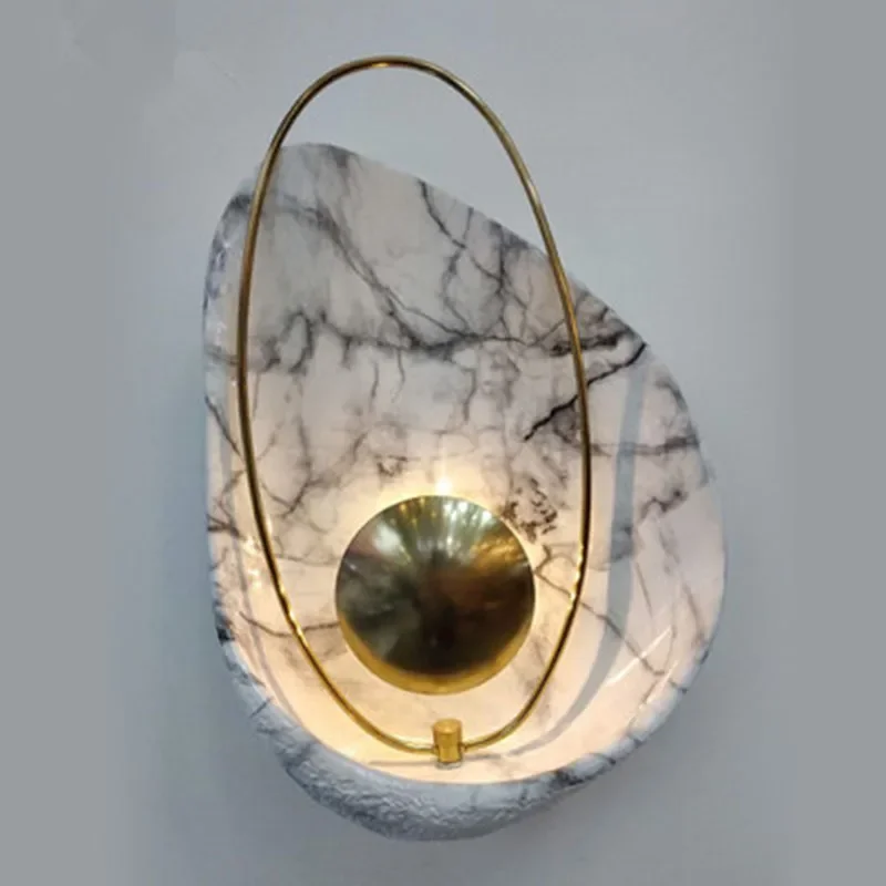 Modern led wall light minimalist shell shape Resin copper creative home bedroom bedside lamp hotel aisle staircase wall lamps