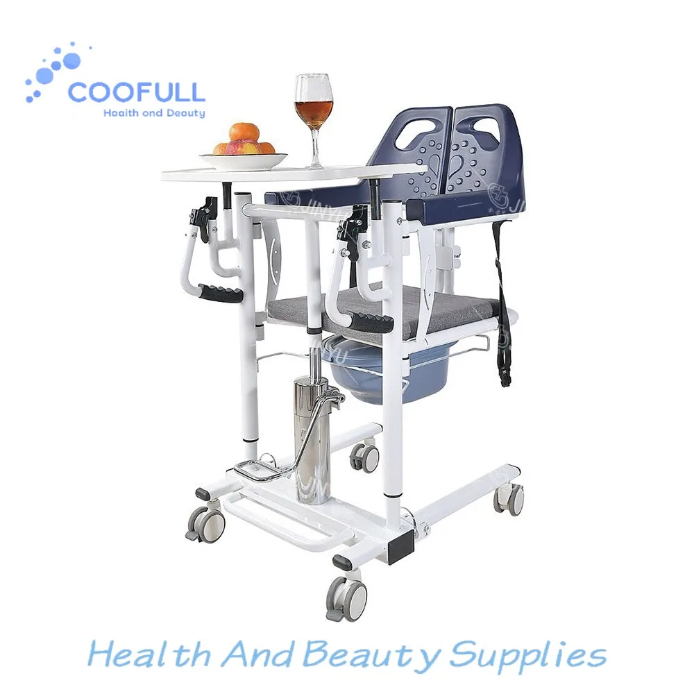 Coolfull JINYU Hydraulic Patient Transfer Lift Commode Toilet Bath Chair with Wheels for Hemiplegic Patients Home Use Model
