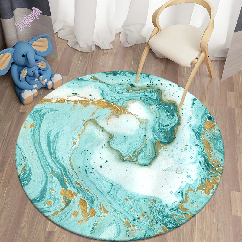 Circular Carpet in Galaxy Space Living Room Bedroom Bathroom Soft Flange Floor  Decoration Non slip