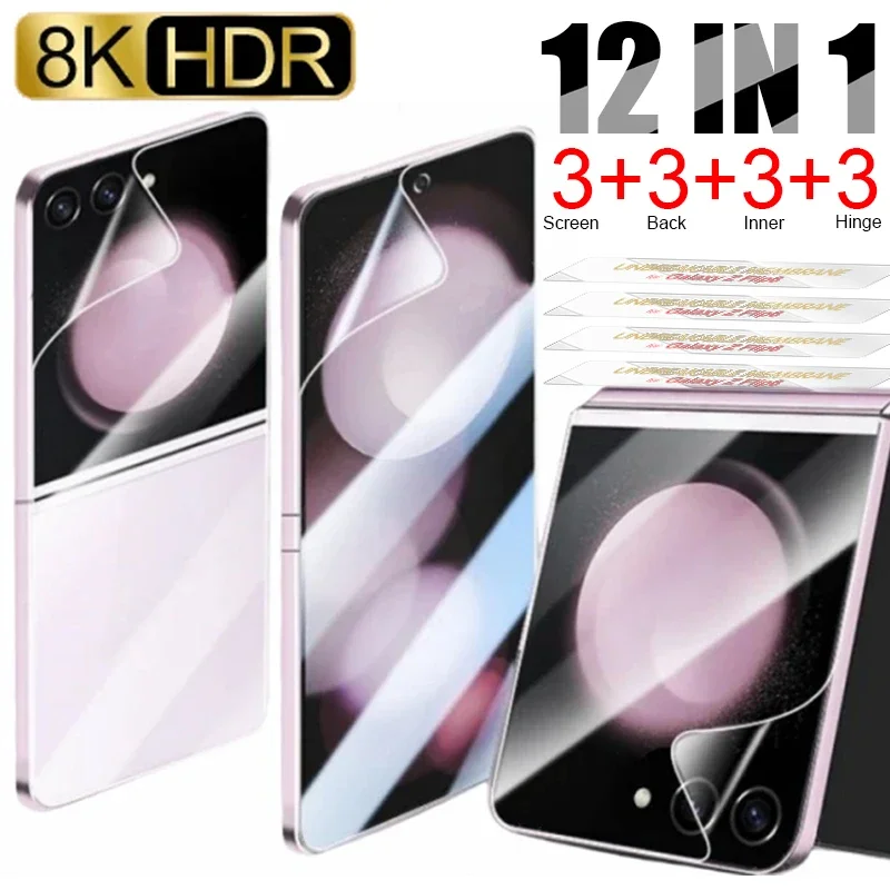 Full Coverage Front+Back+Hinge Soft TPU Hydrogel Films Protection For Samsung Galaxy Z Flip 6 Flip6 Screen Protector Not Glass