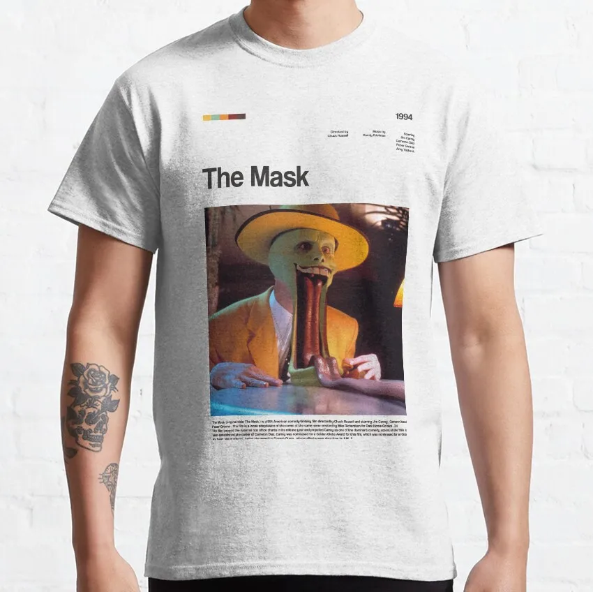 

0614 Funny Comedy The MASK Movie Jim Carrey 1994 Vintage Retro 90s film Graphic clothes 1005 cotton printed All size Tops S-6XL