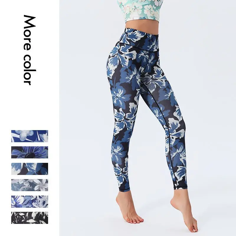 Hot Sale New Fashion Floral Printing High Waist Fitness Leggings for Women Slim Fit Dancing Gym Sports Casual Elastic Pant 7Z