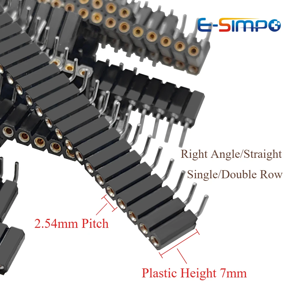 2.54mm Round Hole RA Straight Single/Dual Row 0.1