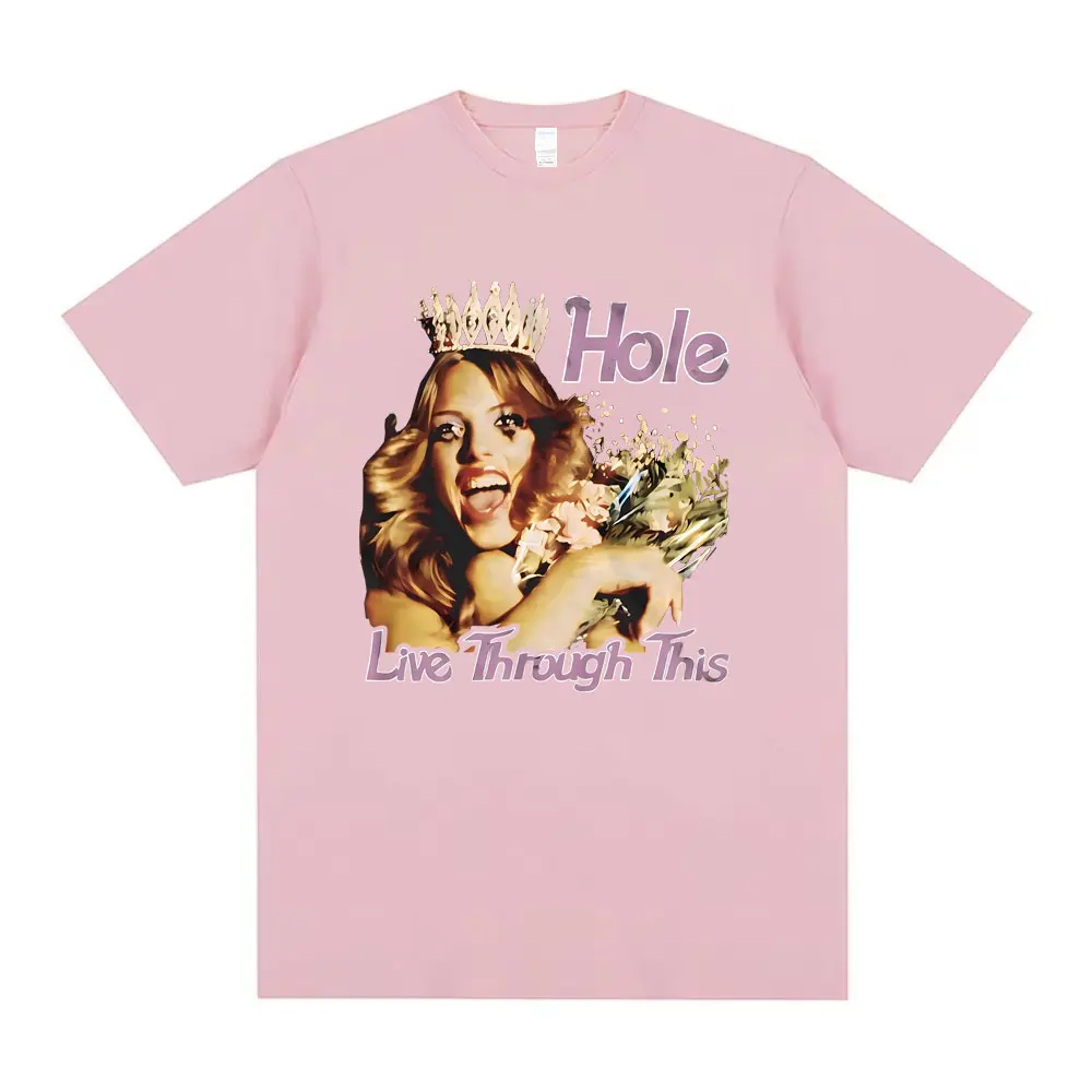 Alternative Grunge Rock Band Hole Courtney Love Live Through This Album Graphic T-shirt Mens Casual Tshirt Men Oversized T Shirt