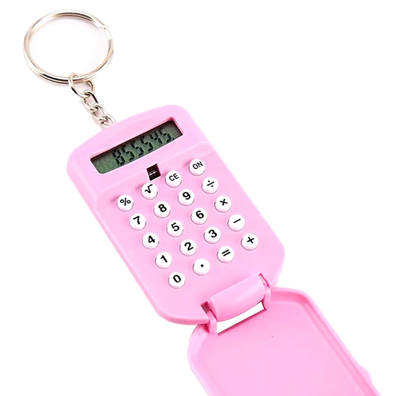 Mini Calculator Cute Cartoon With Keychain 8 Digits Display Portable Pocket Size Calculator For Children Students School