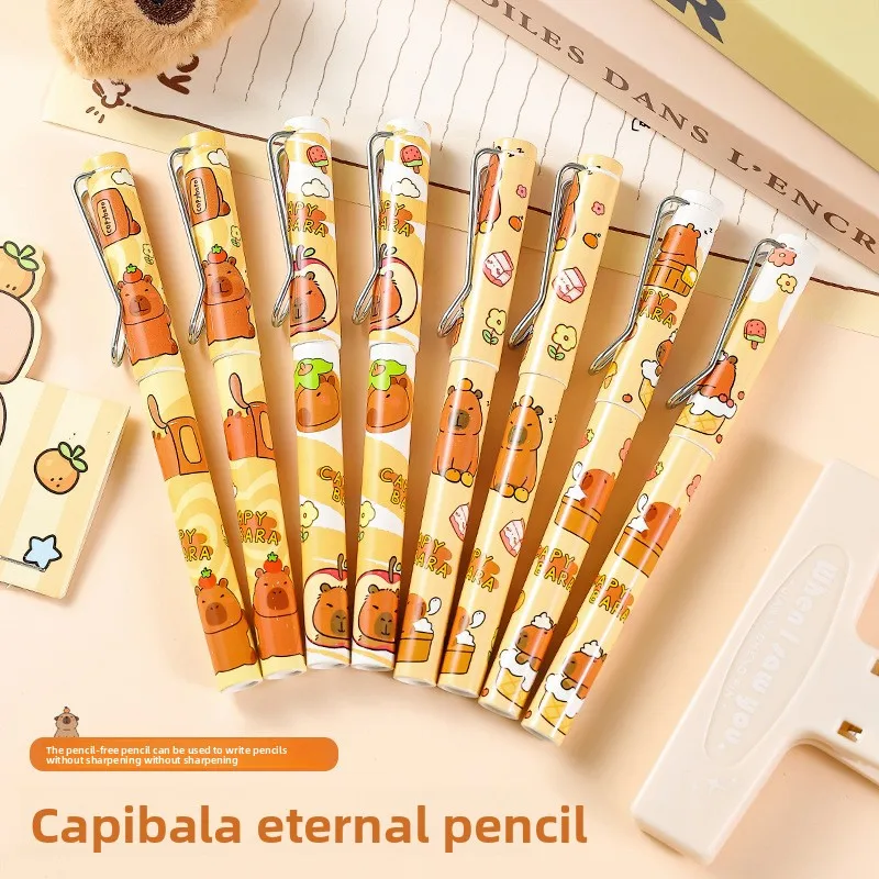 

12 Pcs Capybara School Student Pencil Black Technology Free Sharpening Giant Can Write Position Pen Replaceable