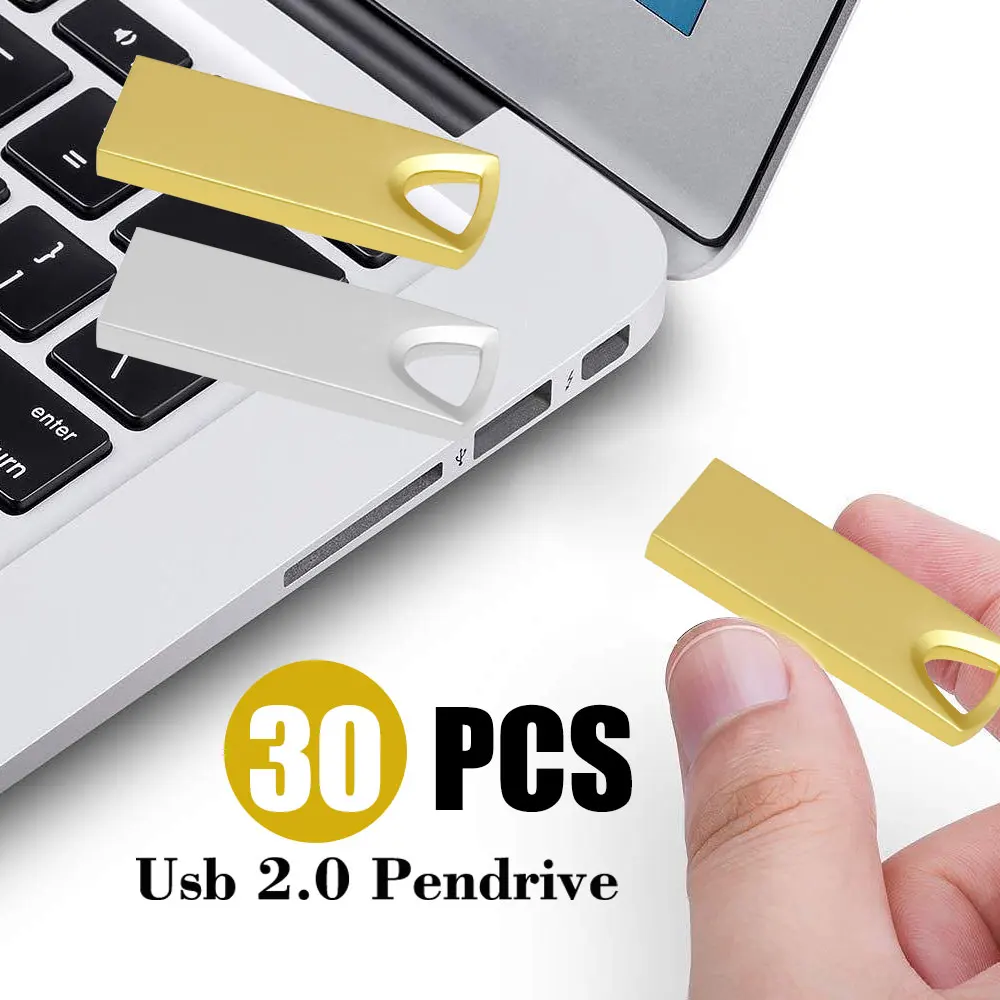 

30PCS/lot Siliver High Speed Usb Flash Drive Pen Drive 16gb 32gb 64gb Usb Stick 2.0 Pendrive 128gb Waterproof Memory Flash Disk