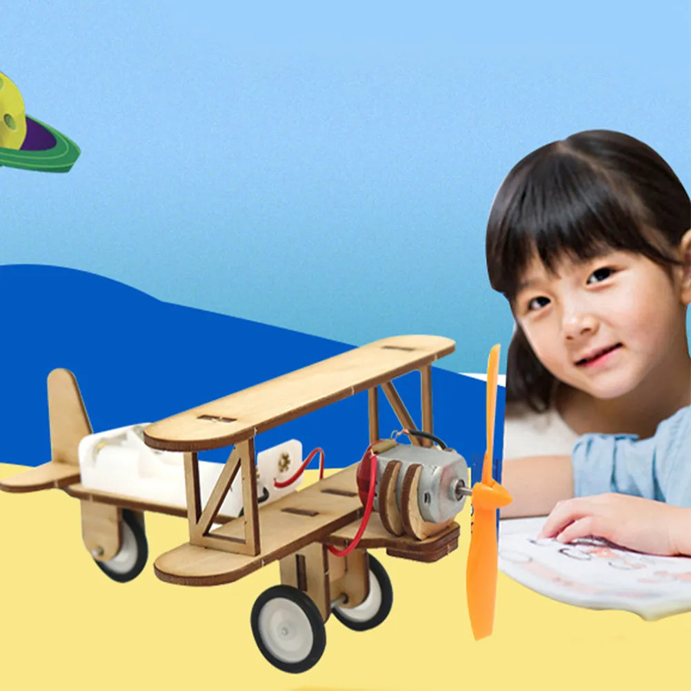 

2Pcs Wooden Airplane DIY Assembly Craft Pre-Cut Wood Pieces No Glue Required Home Office Decorative Art Project