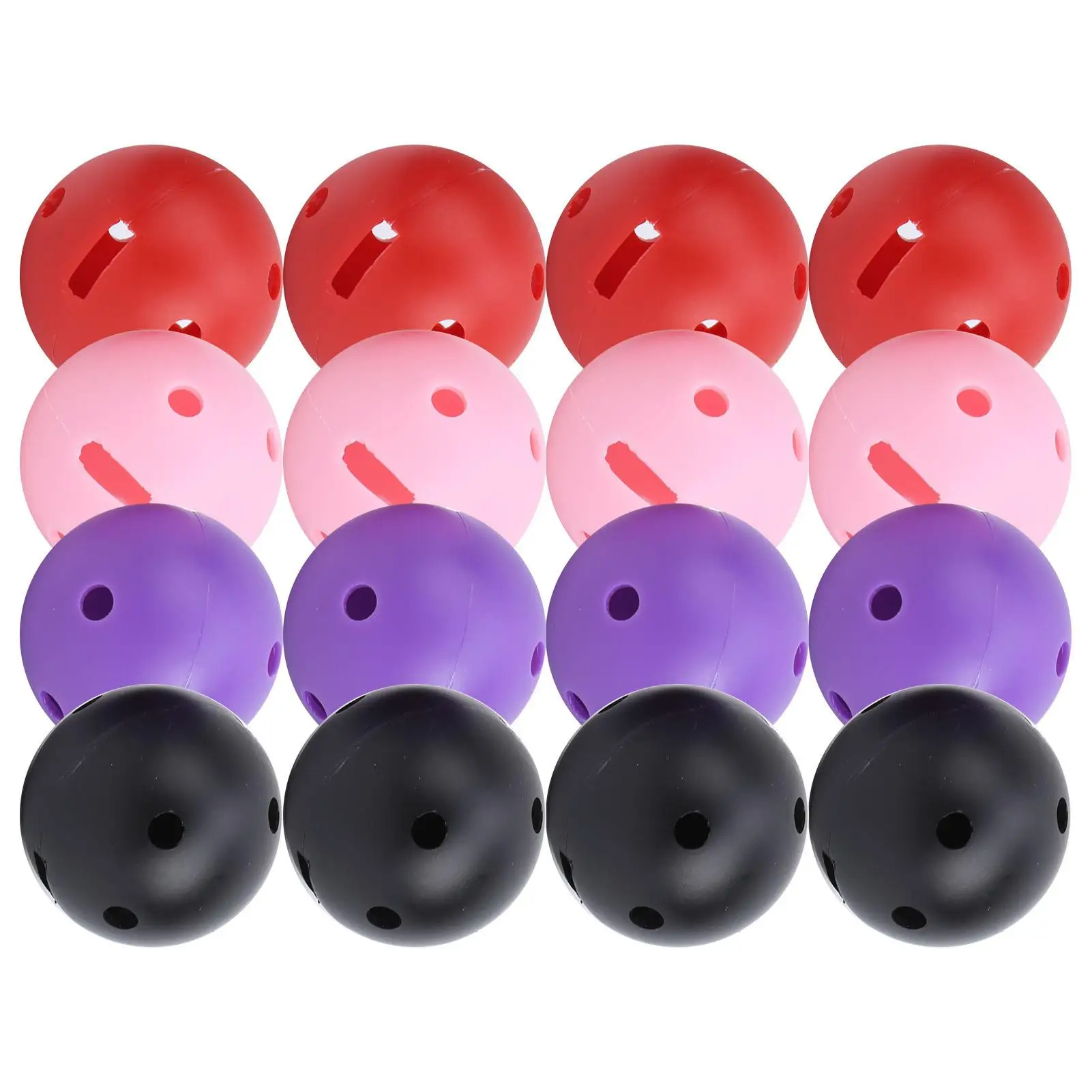 16Pcs Plastic Hole Balls Set - 4, 4 Red, 4 Black, 4 for Crafts & DIY Projects