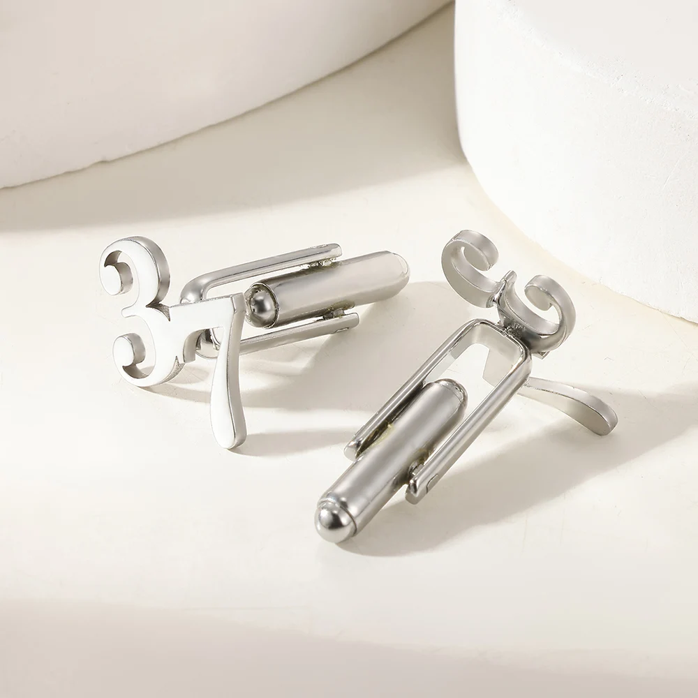1 Pair Custom Numeral Cufflinks Stainless Steel Mens Letters Buttons for Shirts Personalize Groom Wedding Jewelry Best Man Gifts