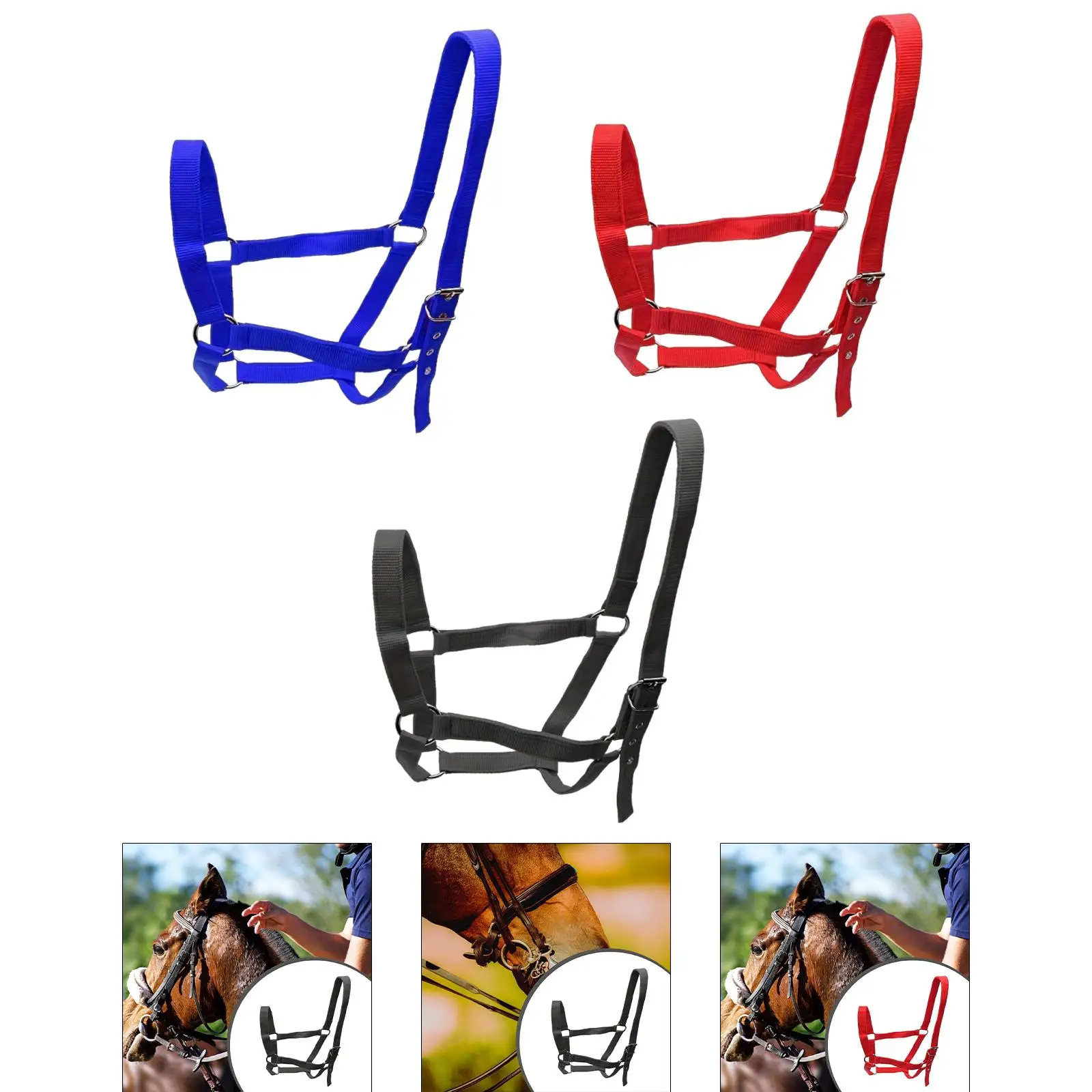 رسن الحصان، مقاوم للتآكل وقابل للتعديل وسهل الارتداء، رسن للذقن والحلق، حبل حصان لمسابقة ممارسة دورة السباق