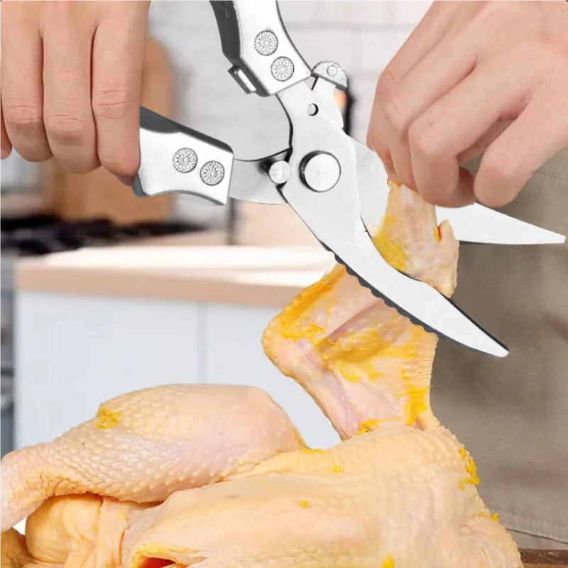2PC/1PC Heavy Duty Stainless Steel Kitchen Scissors Professional Ergonomic Chicken Bone Cutting Machine