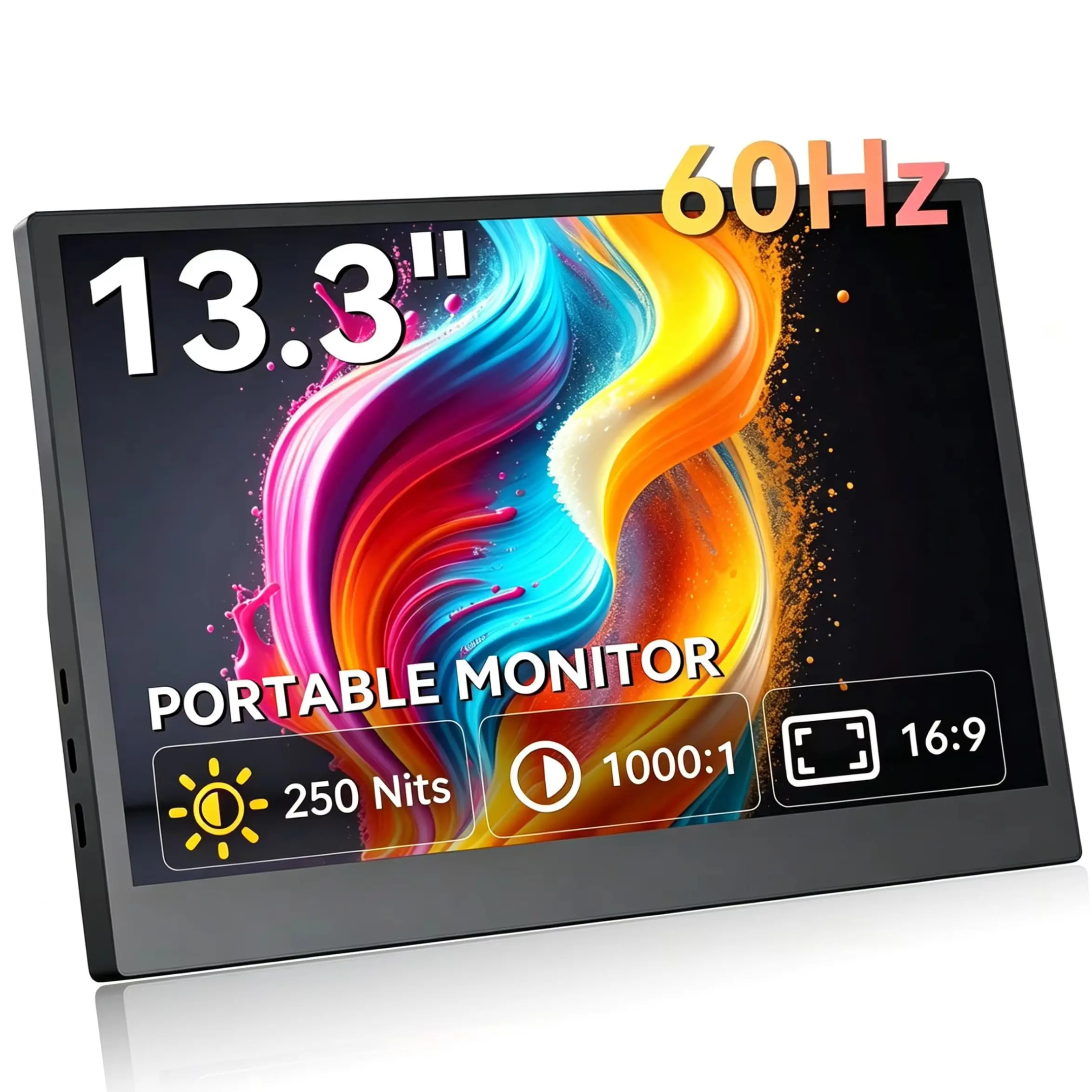 13.3 Inch Portable Monitor HD 1366*768P IPS 72%sRGB With Type-C Mini HDMI for Laptop Phone TV XBox PS4/5 Switch Game Console