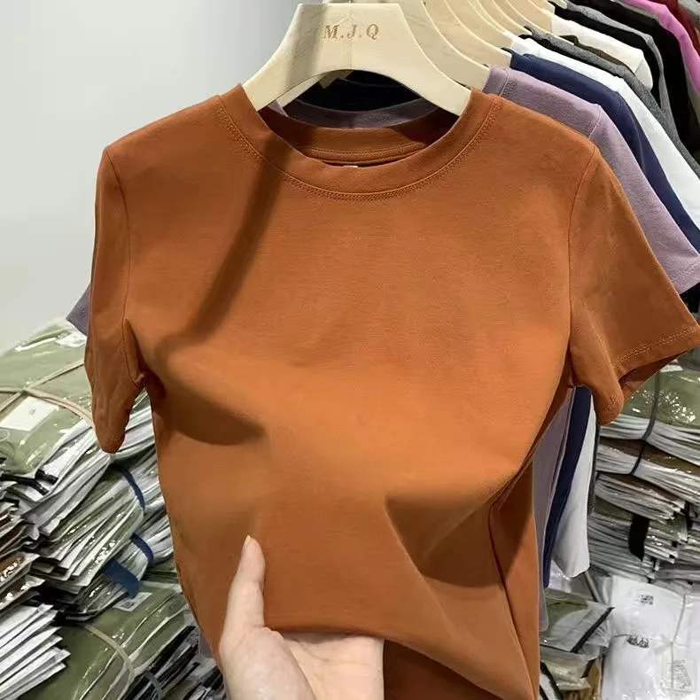 Loose Fit Pure Cotton Short Sleeve T-Shirt Women's plus Size Summer New Style Guangzhou Thirteenth Factory High Quality Top