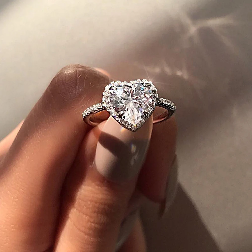 Herz Form Rosa Silber Farbe Nette Mode Versprechen Ring für Frauen Mädchen Party Geschenk Finger Kostenloser Versand Artikel Koreanische R1707