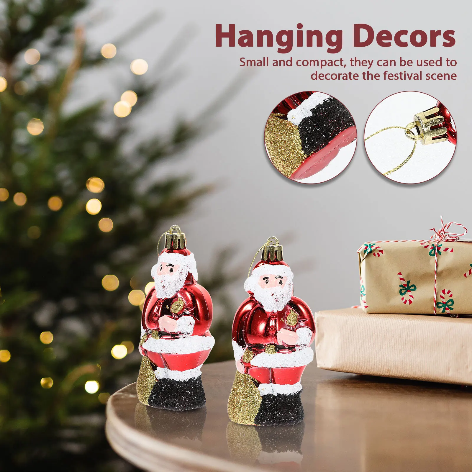 

4Pcs Christmas Santa Claus Hanging Ornaments Festive Xmas Tree Pendants for Family Decoration Reusable Holiday Decor