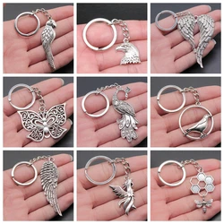 Birds Eagle Owl Peacock Phoenix Parrot Dove Bee Dragonfly Butterfly Wings Feather Key Chains Animal Gifts For Women Men