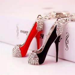 Sexy Red High Heel Keychain Rhinestone Crystal Purse Car Keychain Shoes Handbag Charming Bag Chain Fashion Birthday Gift Keyring