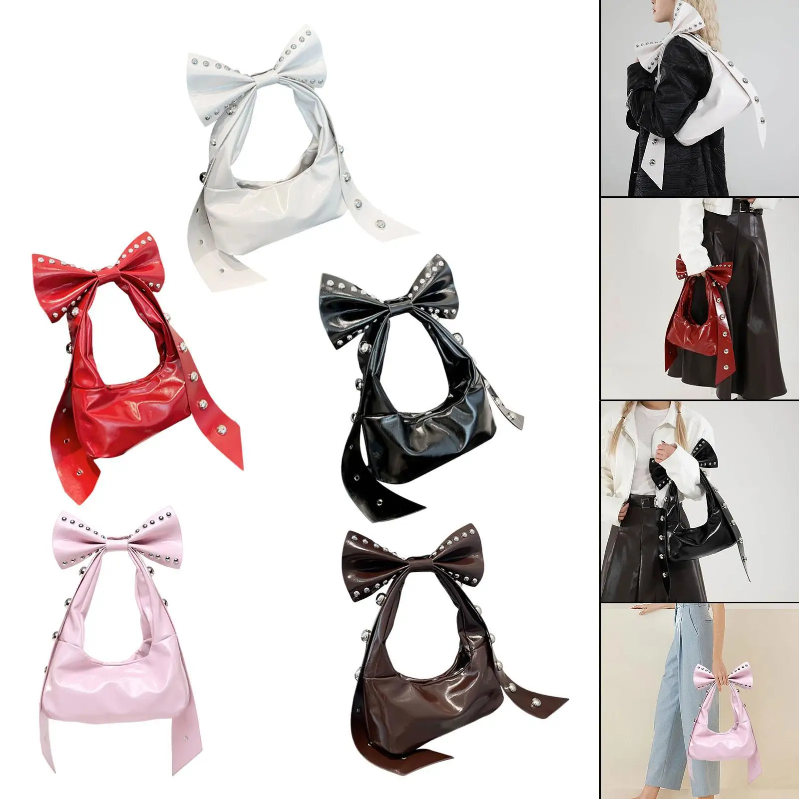 

Shoulder Bag Tote Bag for Women Y2K Small Wallet Large Bow Trendy Goth Pouch