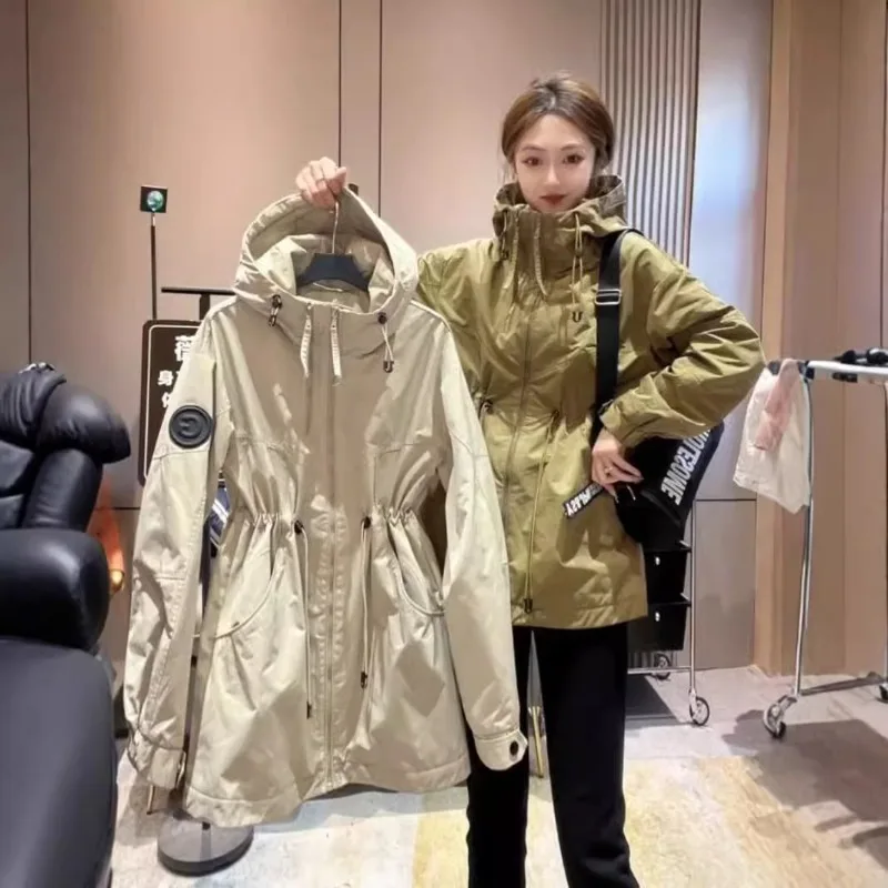 

Hooded Patchwork Assault Suit 2025 Spring and Autumn New Casual Slim Fit and Age Reducing Baseball Jacket Female Clothing