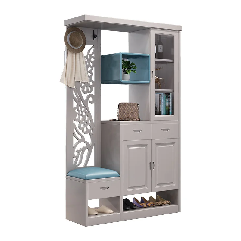 

Modern simple foyer entrance cabinet, solid wood coat cabinet