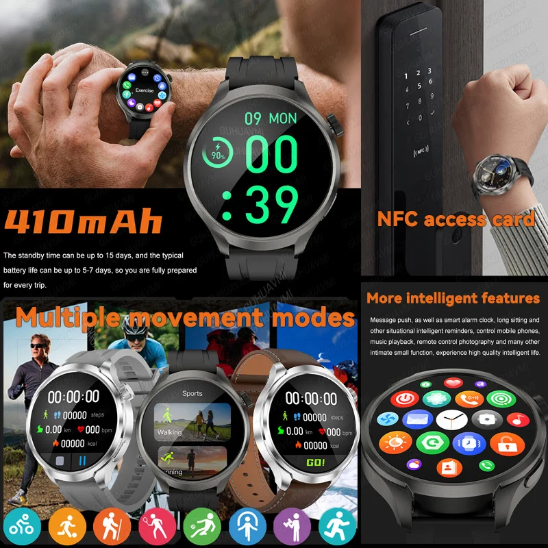 NEW GPS Outdoor fitness NFC Smart Watch Men 1.85 Inch AMOLED Screen  Bluetooth Call IP67 Waterproof Man Smart Watches Man 2025