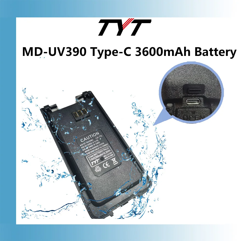 100% original Type-C   Li-ion battery pack 3600mah suitable for TYT MD-UV390 digital radio