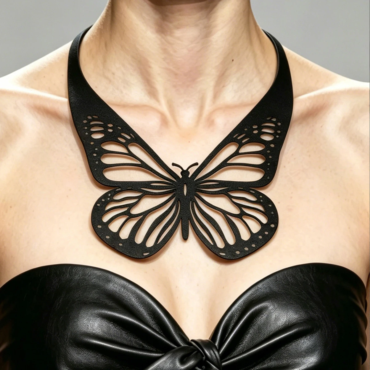 1 pc Marliwoo PU Leather Butterfly Choker Necklace Hollow Cutout Halter Collar Statement Gothic Jewelry for Women