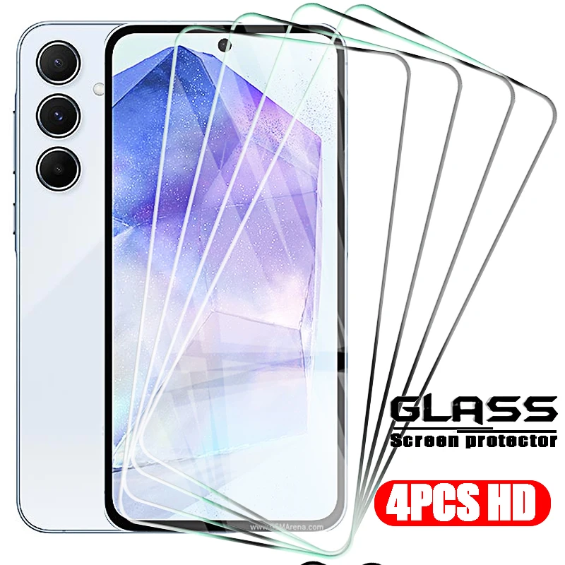 4Pcs Tempered Glass For Samsung Galaxy A55 M55 A35 A25 A15 M15 5G Screen Protectors Protective Glass A54 A34 A24 A14 4G M54 M34