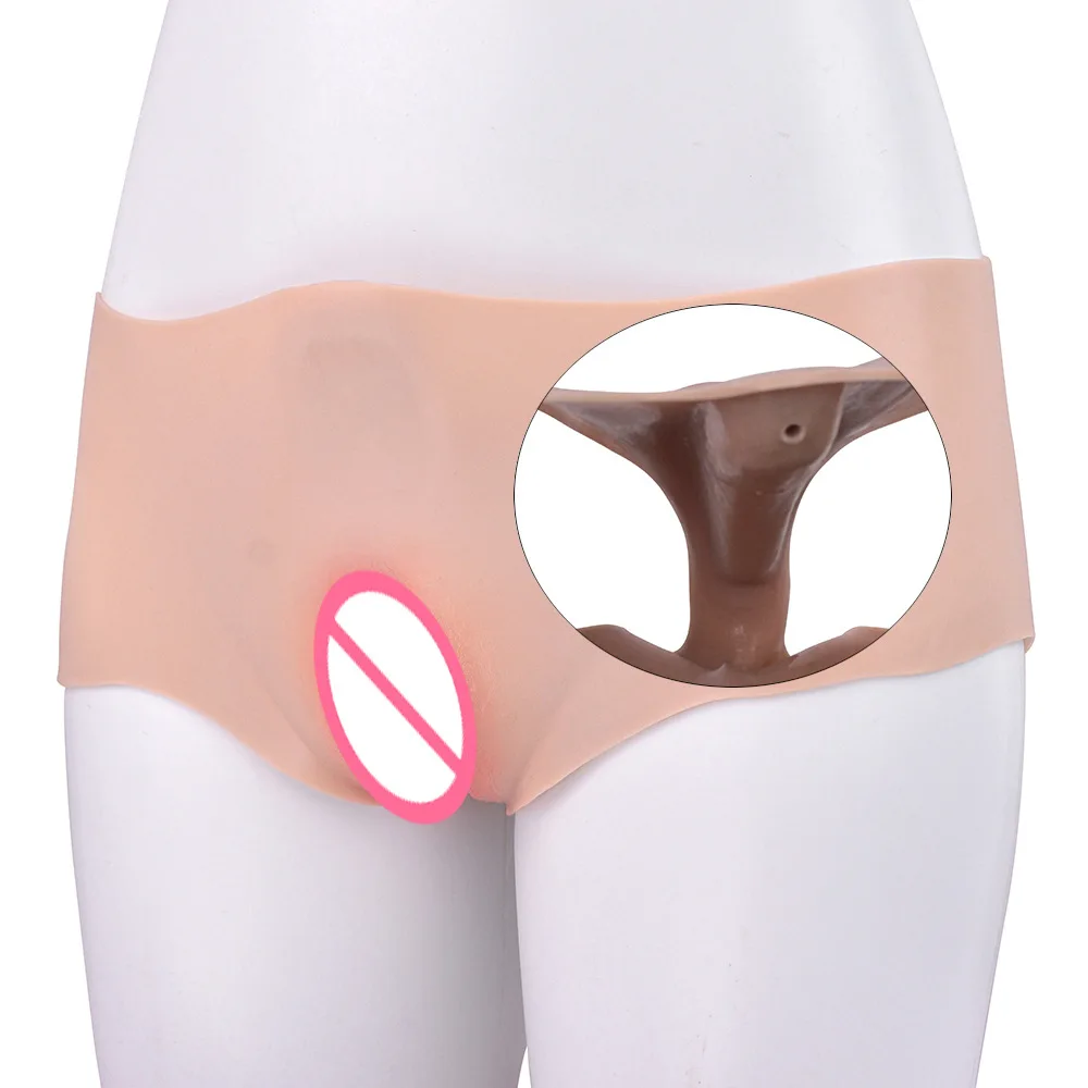 Artificial Can Be Inserted Into The Fake Vagina Silicone Leather Pants Pseudo Women Wear Drag Sexy Underwear Buttock Full Pants