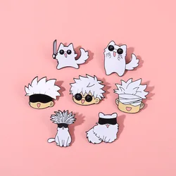 Jujutsu Kaisen Enamel Pin Cartoon Anime Brooches Animals Cat Custom Metal Hat Lapel Clothes Backpack Jewelry Friends Fans Gift