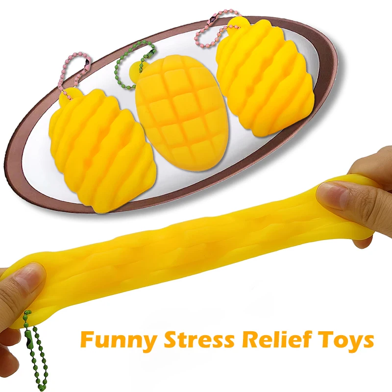 Porte-clés en Forme d'Ananas pour Enfant, Simulation Amusante, Mango, Doux, Pincement, Évent, Pendentif, Amusant, Adulte, Enfants, Souligné, Instituts, Cadeaux d'Anniversaire