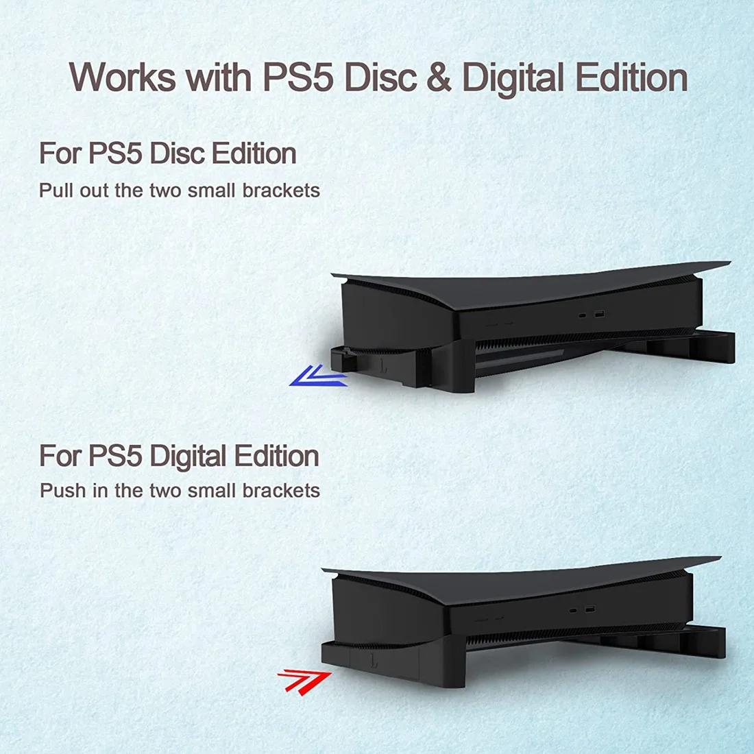 For PS5 Accessories Horizontal Stand, PS5 Base Stand, Compatible with for Playstation 5 Disc & Digital Editions (Black)