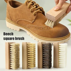 1PCS Pig Bristles Shoe Brush For Slippers Sneaker Brush Shoes Cleaning Brushes Boot Brush Cleaner Wood Handle Shoe Brush