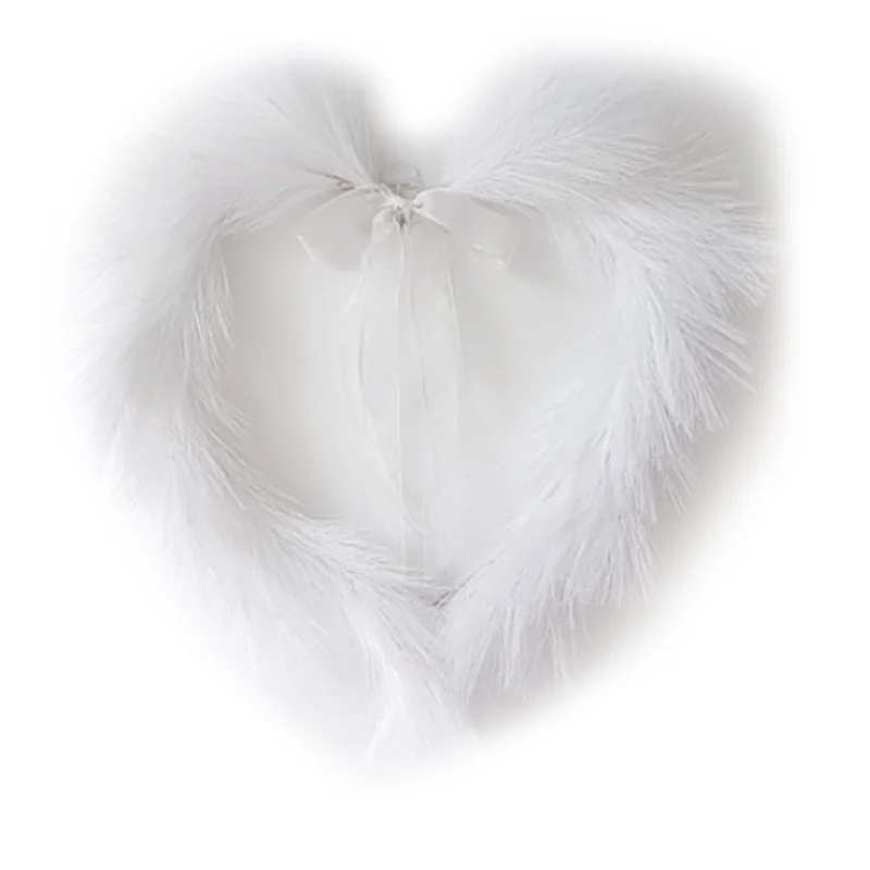 ABZL Corona de Pampas de imitación, adorno de pared de puerta de otoño en forma de corazón de 16,14 pulgadas, corona Artificial de Navidad para estilo bohemio