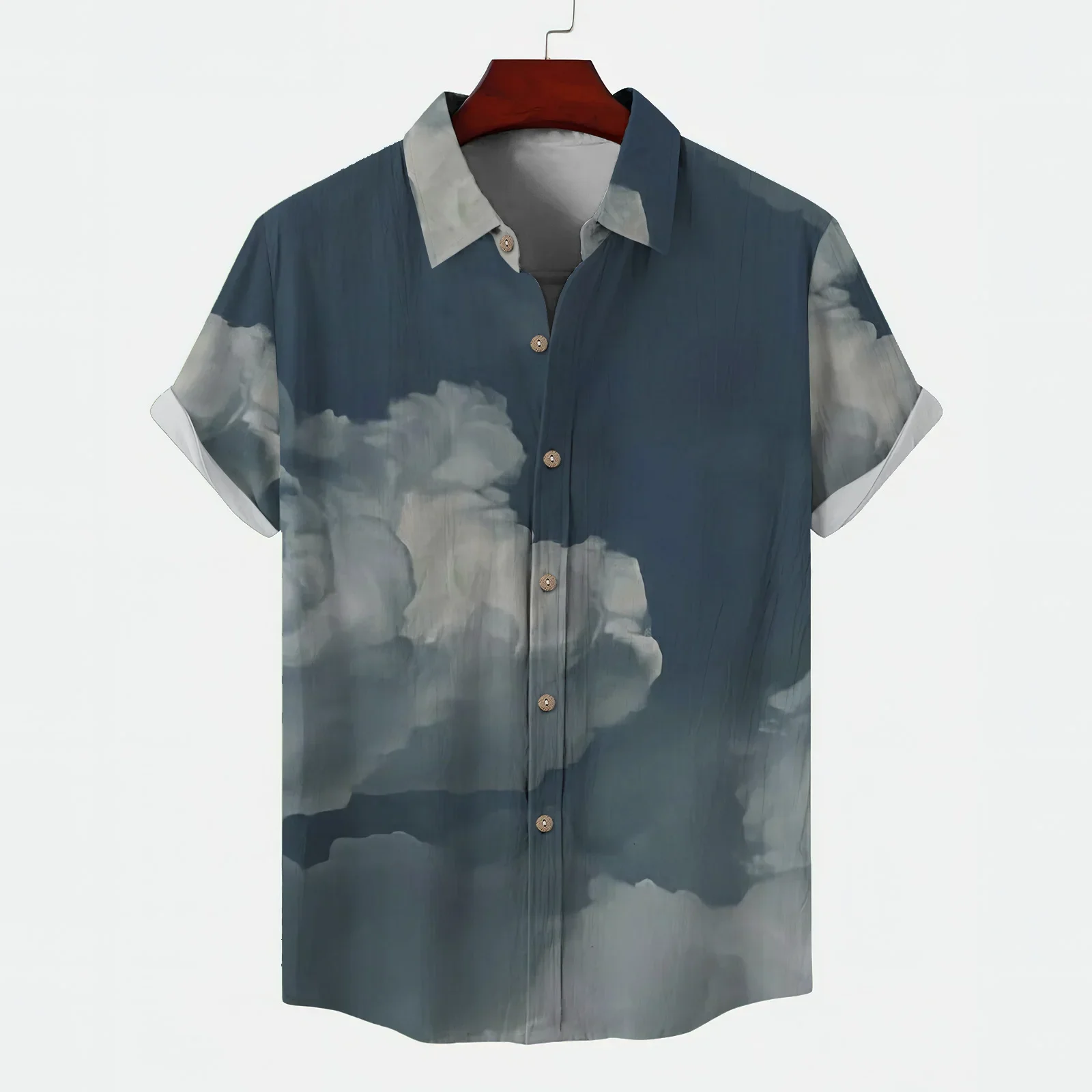 

Sky Mens Clothing Brands Galaxy Blouse Trend Plain Shirt High Quality Men's Short Sleeve Shirts Vacation Comfort Classic Summer