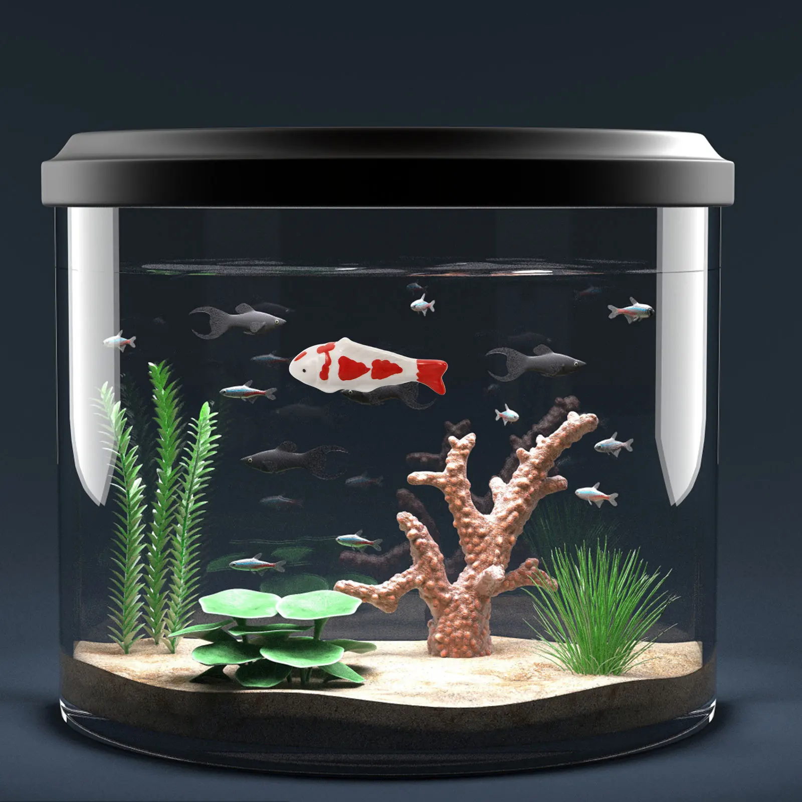 

Floating Koi Fish Ceramic Ornament for Aquarium Pond - Intricate Design Adds Visual Appeal to Water Features and Fish Habitats