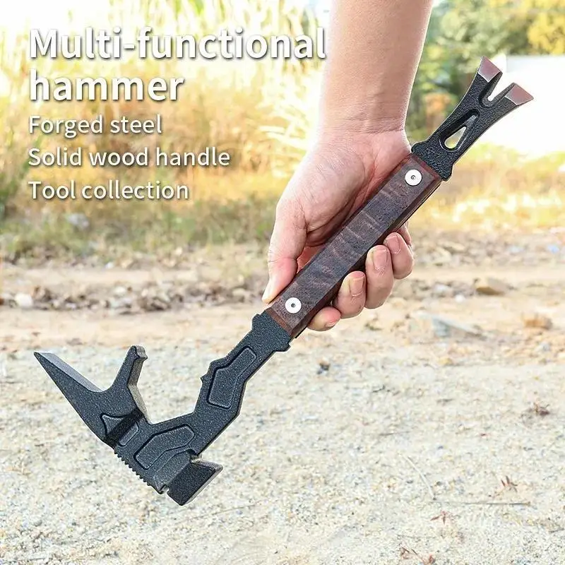 

New Multi Functional High Carbon Steel Outdoor Survival Tactical Hand Hammer Convenient Camping Firefighting Logging EDC Tool