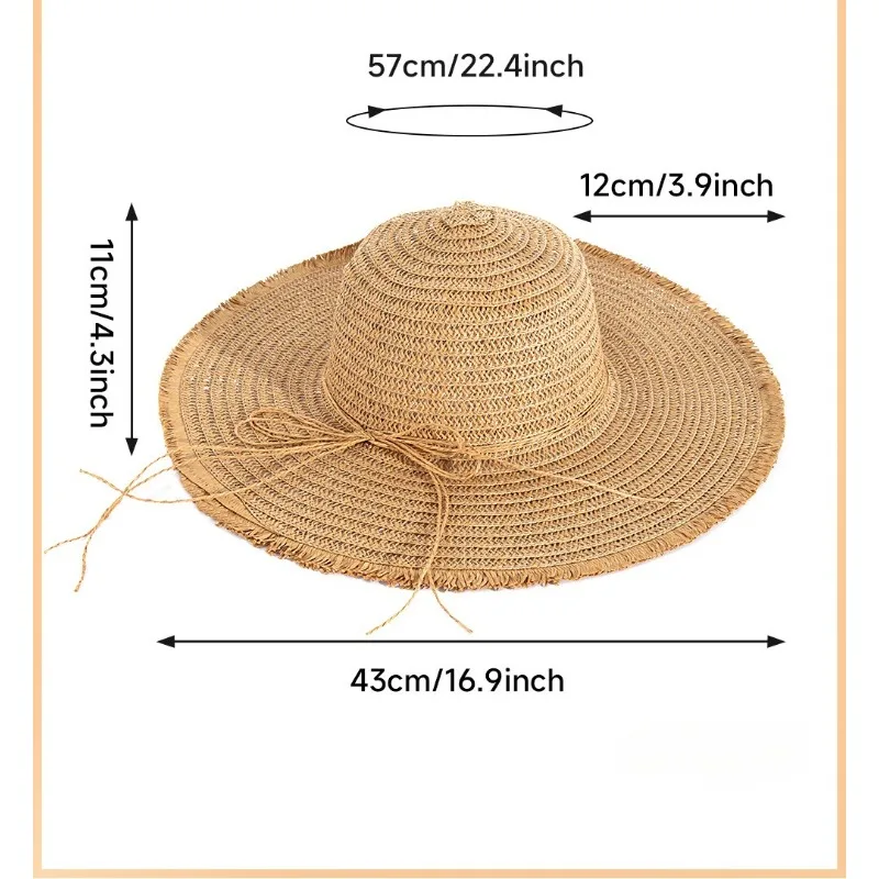Womens Wide Brim Straw Hat UPF 50+ Summer Beach Sun Hat for Outdoor Activities
