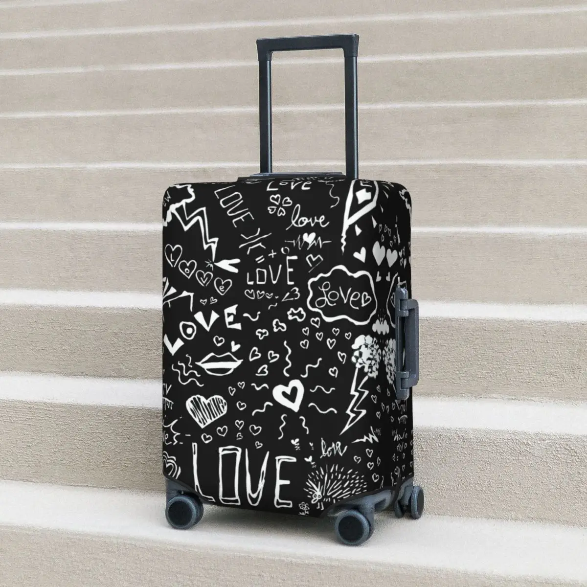 

Heart Graffiti Suitcase Cover Love Locker Graphic Useful Business Protector Luggage Accesories Holiday