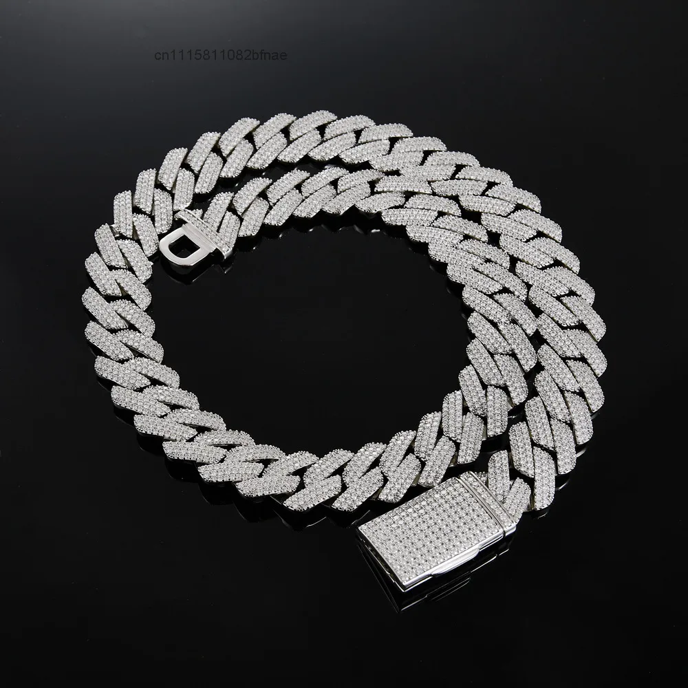 Hot Sale: S925 Silver Micro-set Moissanite Cuban Chain Hip Hop Men's Bracelet, Fashionable Chain and Bracelet，